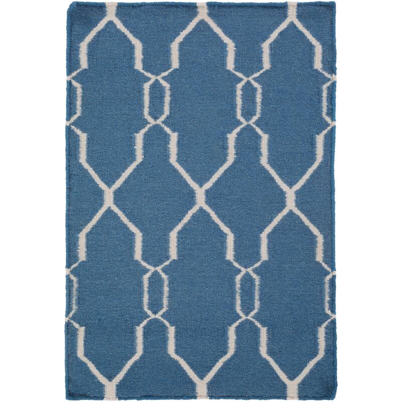 Hand-woven Blue Brewer Wool Area Rug - 3'6" x 5'6"