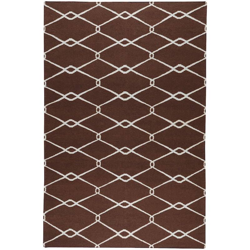 Hand-woven Brown Pisa Wool Area Rug - 3'6" x 5'6" - 3'6" x 5'6" - 3'6" x 5'6" - Brown/Ivory