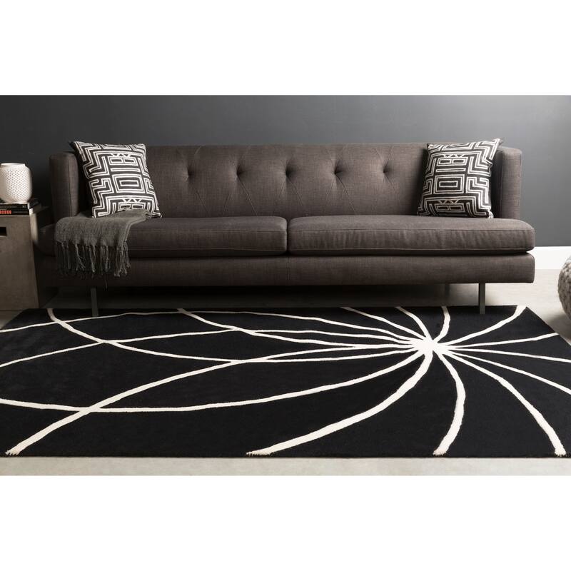 Chamba Handmade Transitional Wool Area Rug - 8' Round - Black