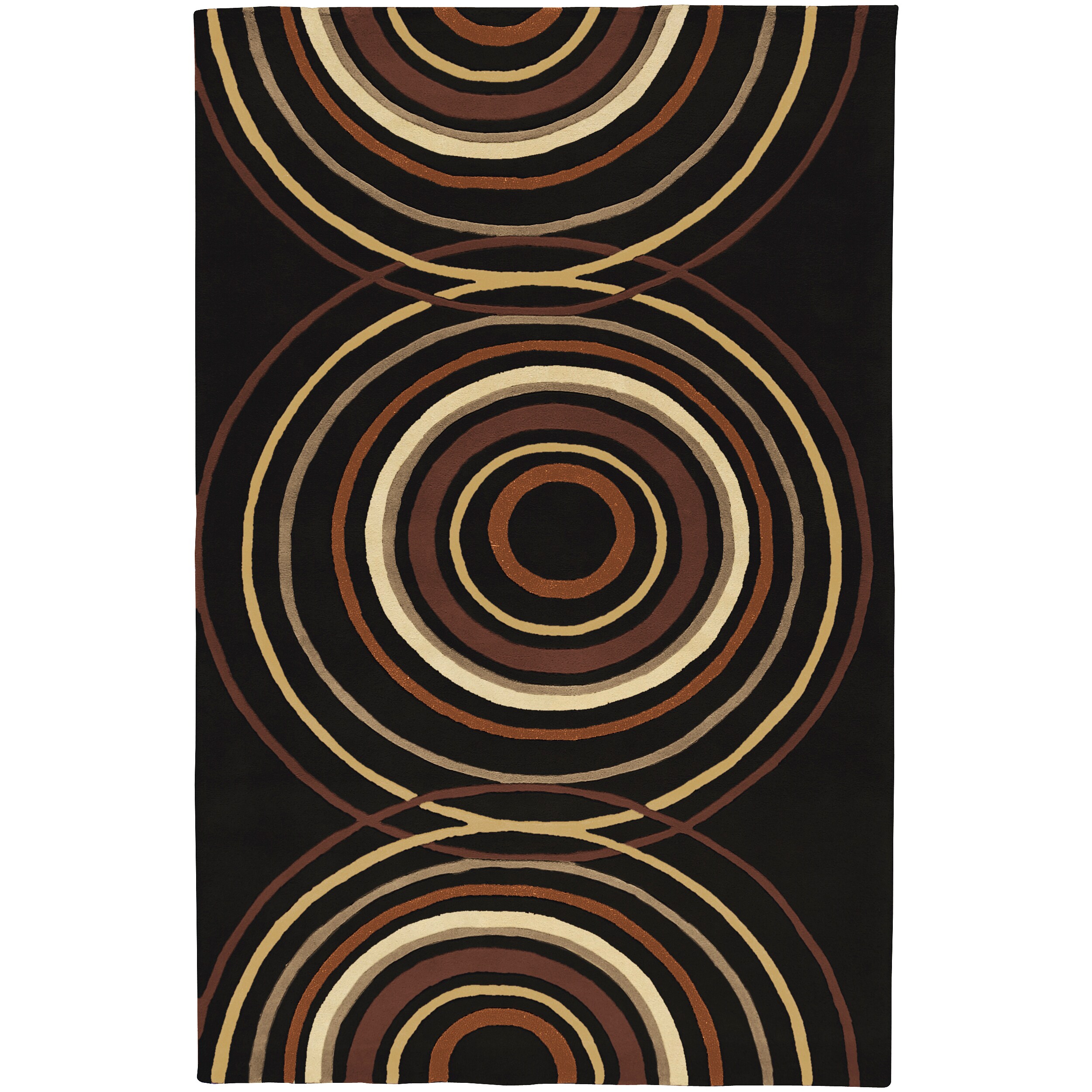 Hand tufted Black Contemporary Circles Vasily Wool Geometric Rug (10 X 14)