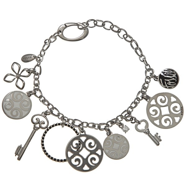 Fossil Jewelry Women's Stainless Steel Charm Bracelet Free Shipping