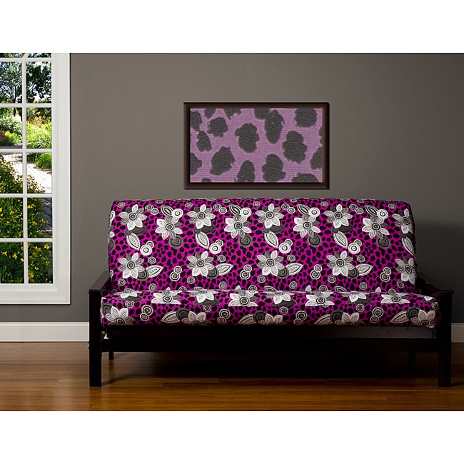 Wild Cat Fuchsia Floral 7 inch Full size Futon Cover