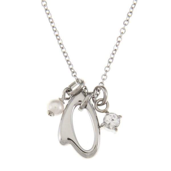 Fossil Jewelry Womens Stainless Steel heart Necklace  
