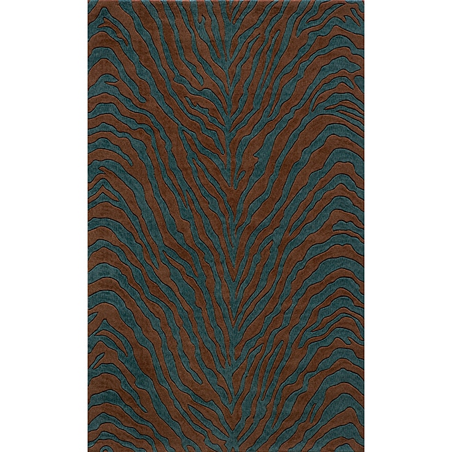 Power loomed Bengal Teal Rug (80x100)