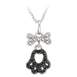 DB Designs Sterling Silver Black Diamond Accent Paw Print And Dog Bone Necklace DB Designs Diamond Necklaces