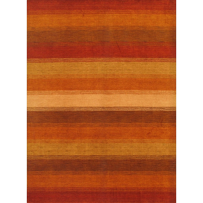 Hand knotted Luribaft Gabbeh Khaki Wool Area Rug (58 X 8)