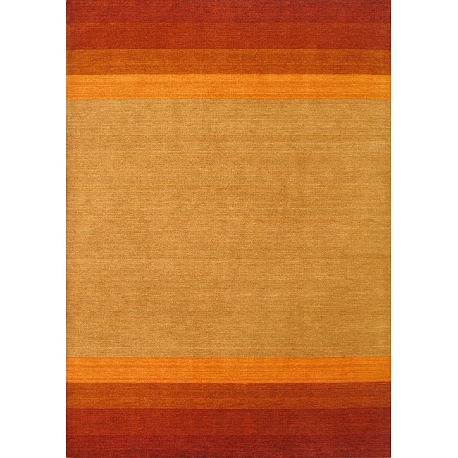 Hand Knotted Luribaft Gabbeh Khaki Wool Rug (58 X 8)