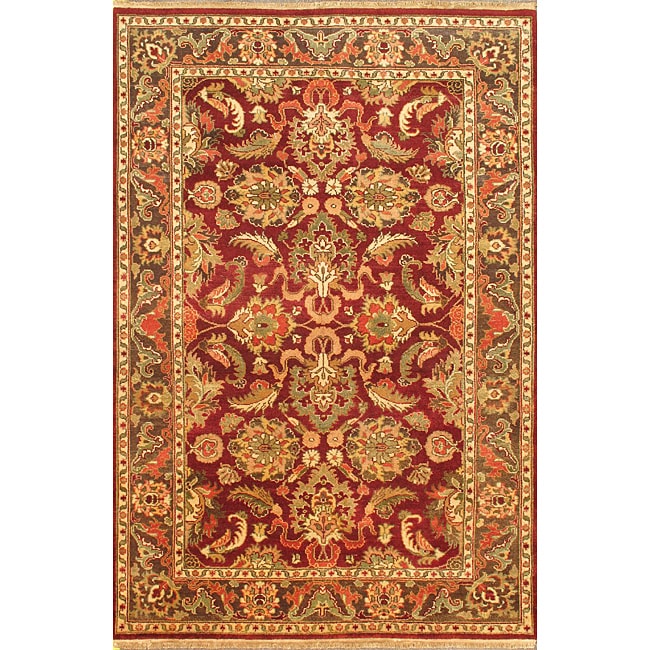 Hand Knotted Maharaja Finest Red Wool Rug (6 X 9)