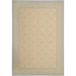 Poolside Cream/Aqua Indoor/Outdoor Polypropylene Rug (5'3 x 7'7) Safavieh 5x8   6x9 Rugs