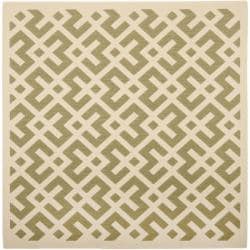 Poolside Green/ Bone Indoor Outdoor Rug (6'7 Square) Safavieh Round/Oval/Square