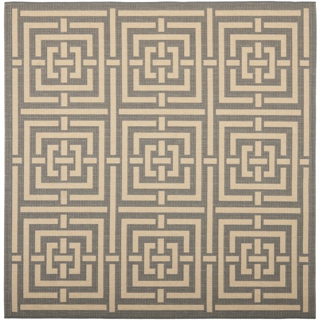 Safavieh Poolside Grey/ Cream Indoor Outdoor Rug - 6\'7\ Safavieh Poolside Grey/ Cream Indoor Outdoor Rug - 6\'7\