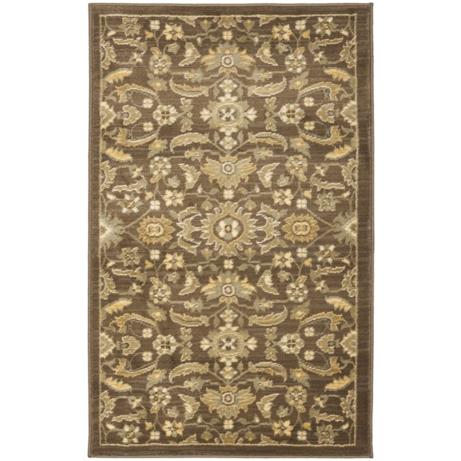 Oushak Brown/ Green Powerloomed Rug (26 X 4)