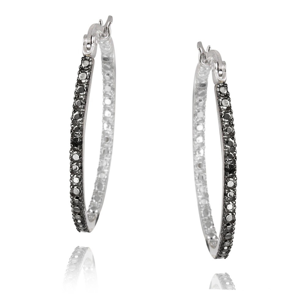 sterling silver diamond accent hoop earrings