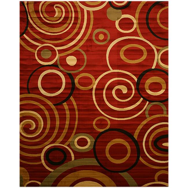 Red Modern Abstract Lunar Rug - 7'10" x 9'10"