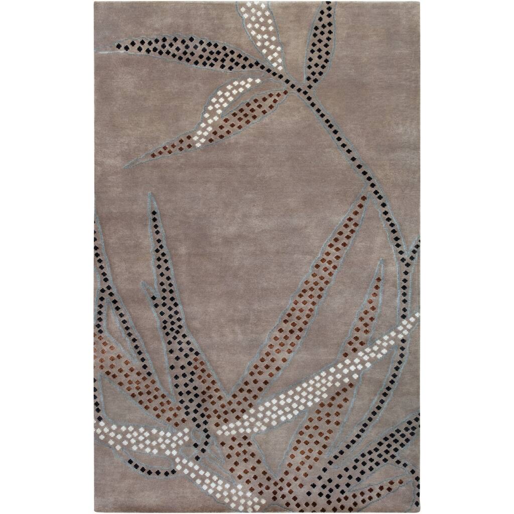 Collection Hand-knotted Grey Bella Floral Wool Area Rug - 9' x 13'