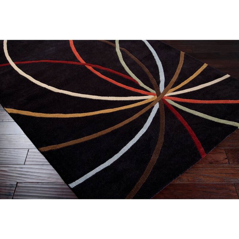 Chamba Handmade Transitional Wool Area Rug - Black/Brown 2'6" x 8' Runner