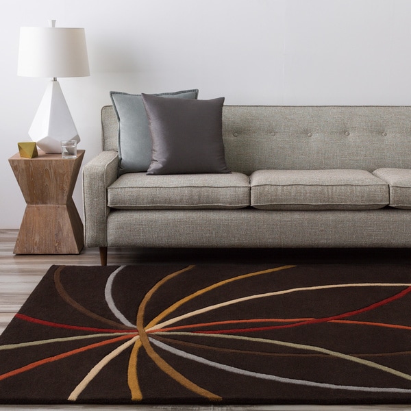 Hand-tufted Brown Contemporary Appert Wool Abstract Area Rug (4' x 6 ...