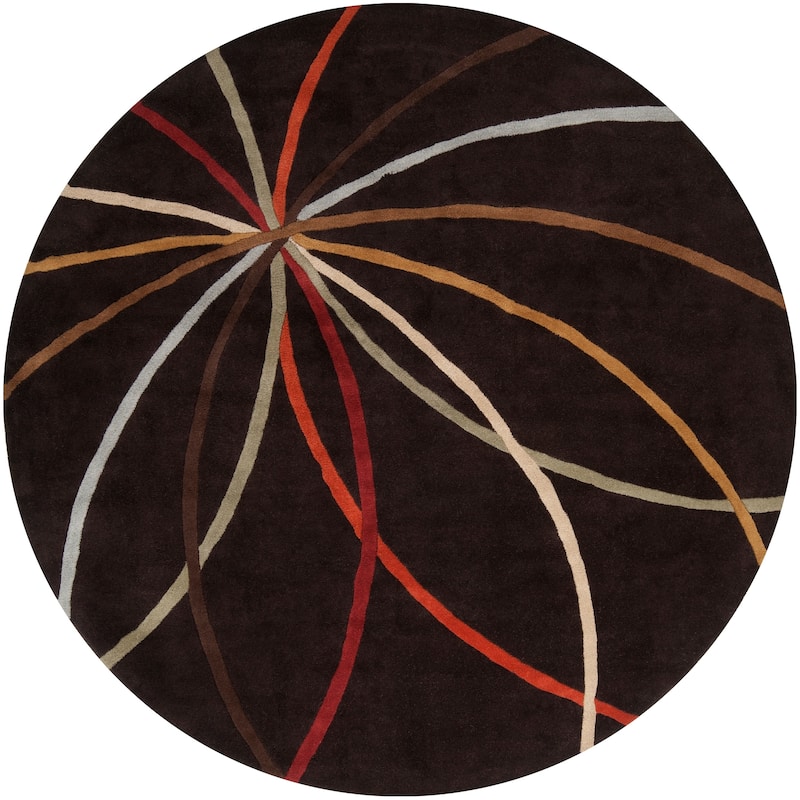 Chamba Handmade Transitional Wool Area Rug - 4' Round - Black/Brown