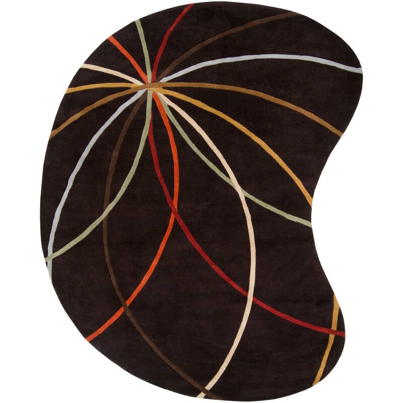 Chamba Handmade Transitional Wool Area Rug - 6' x 9' Kidney - Black/Brown