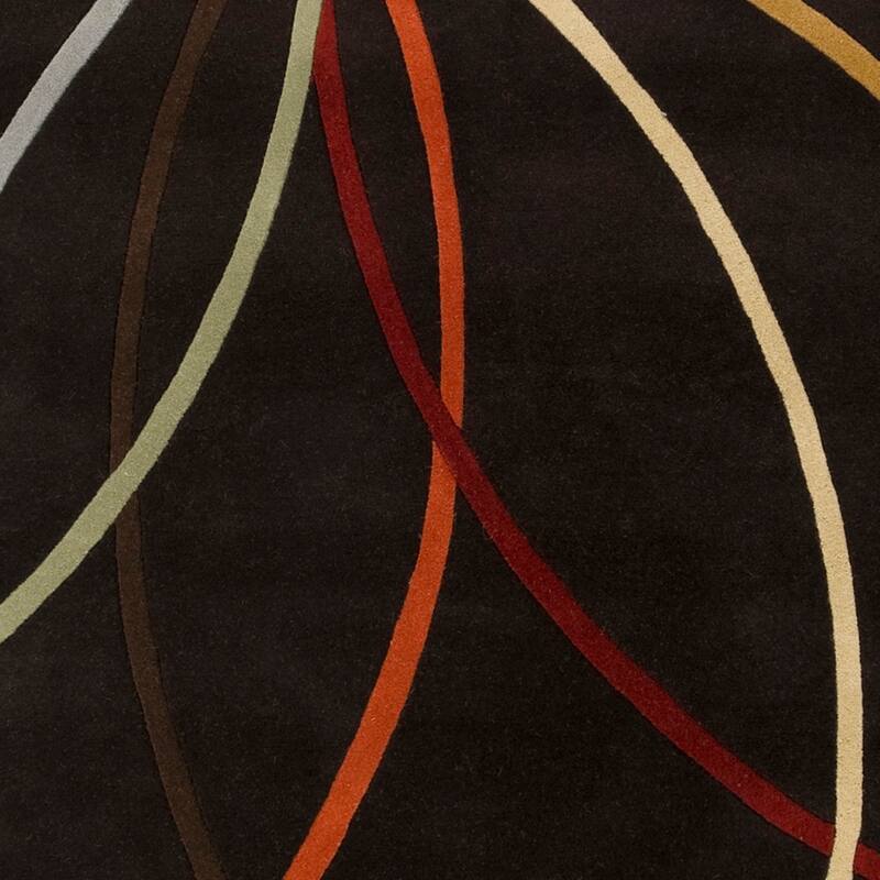 Chamba Handmade Transitional Wool Area Rug - Black/Brown 8' x 10' Kidney