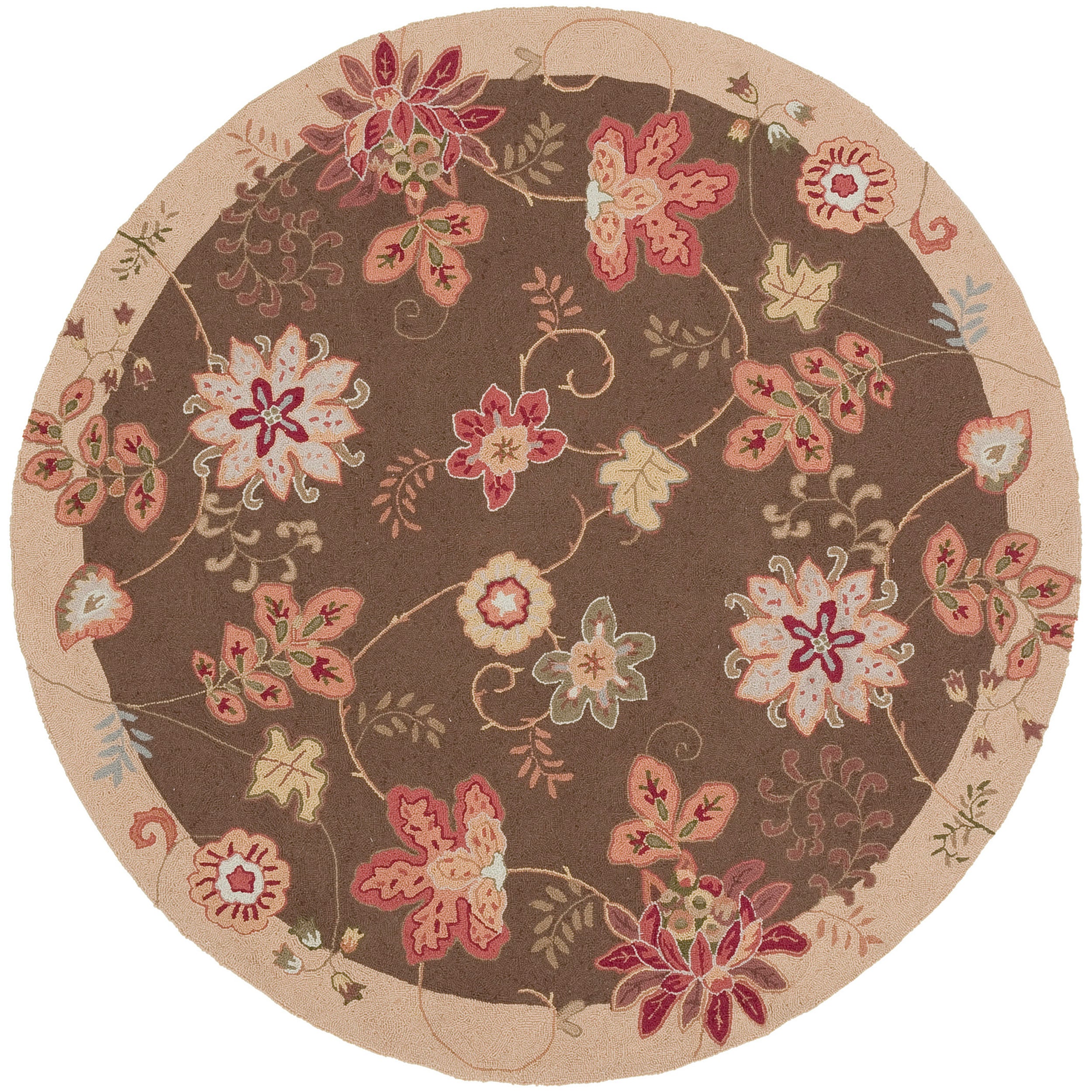 Hand hooked Brown Planck Wool Rug (4 Round)