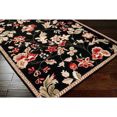 Hand-hooked Black Wilheim Wool Area Rug - 3' Round - 3' Round