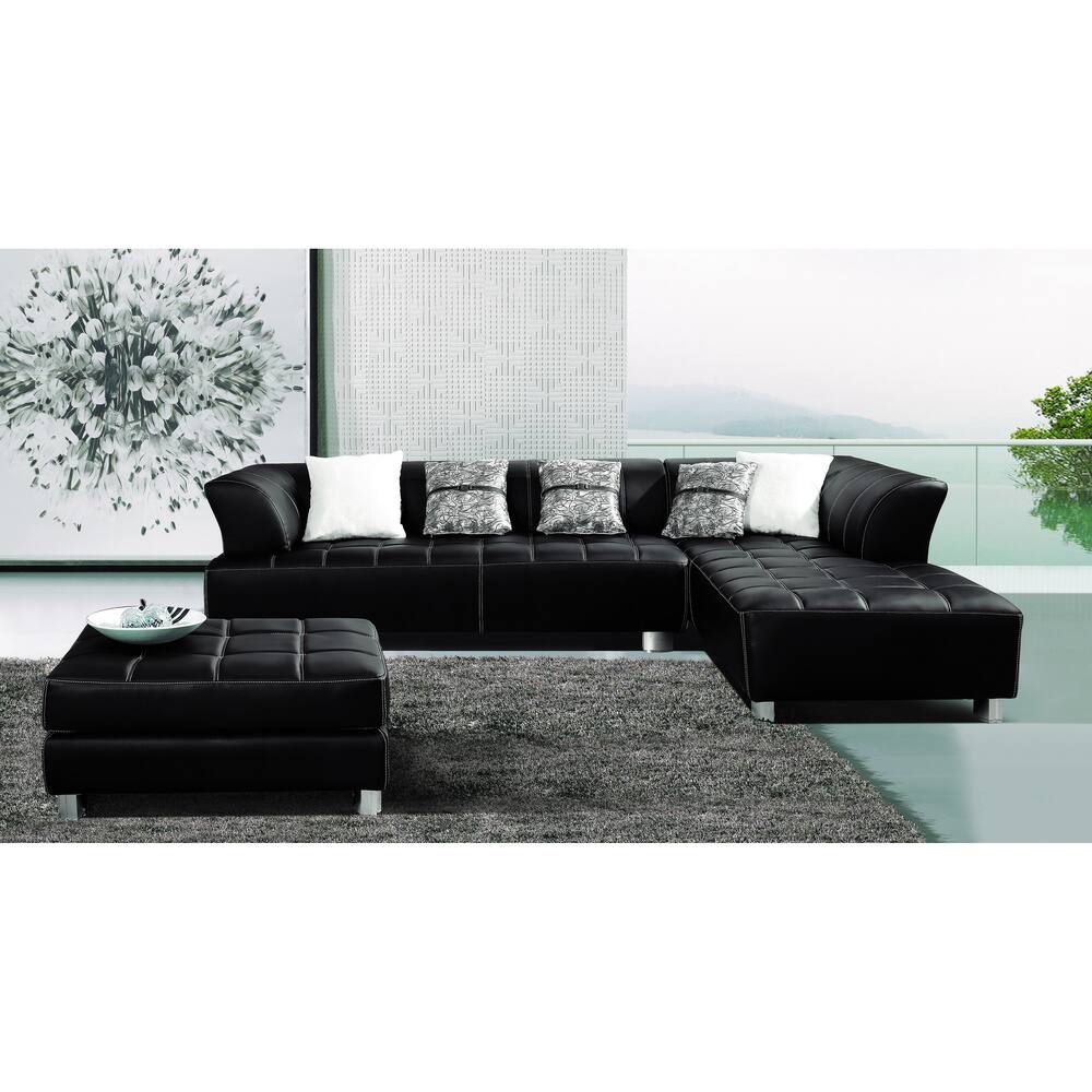 Furniture of America Rachelle 3-piece Sectional with Ottoman Set