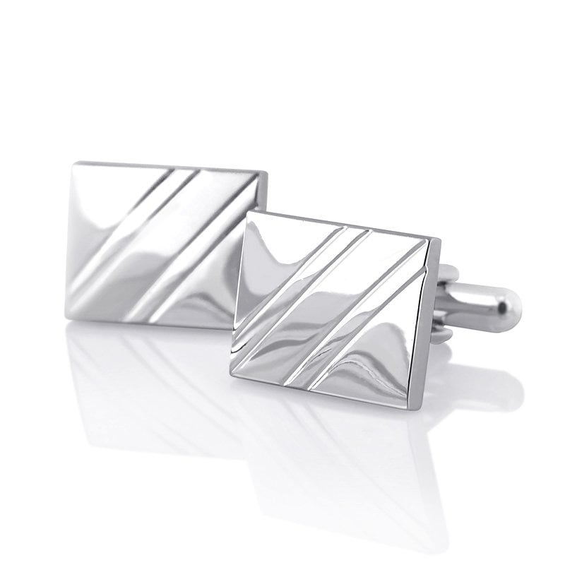 Sterling Silver Rhodium Plated Square Cuff Links Best Quality Free Gift Box