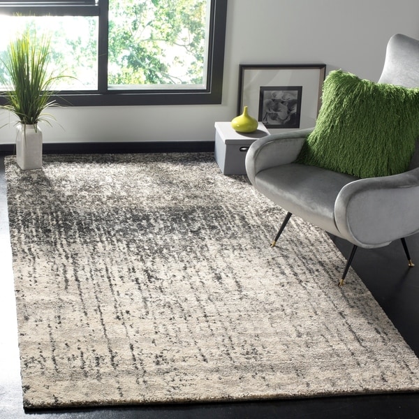 Safavieh Retro Mid-Century Modern Abstract Black/ Light Grey Distressed Rug - 8' x 10'