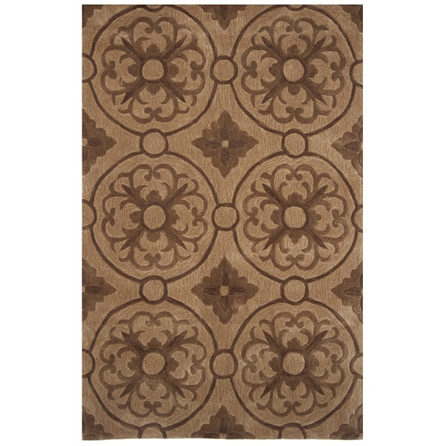 Hand tufted Dynasty Brown Rug (50 X 79) (PolyacrylicPile Height 1.5 inchesStyle TraditionalPrimary color BrownSecondary color IvoryPattern GeometricTip We recommend the use of a non skid pad to keep the rug in place on smooth surfaces.All rug sizes 