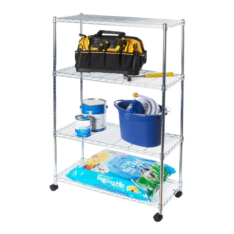 Seville Classics 4-Tier UltraZinc Steel Wire Shelving, 14x30x48 - 48"h x 30"w 13"h