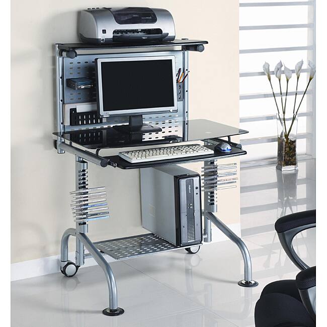 Innovex Clear Glass Computer Workstation Desk - Overstock - 6569889
