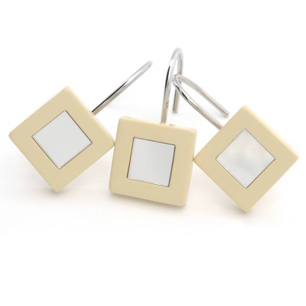 Waverly Sandcolored Mirrored Shower Curtain Hooks (Set of 12) Sand Overstock 6569938