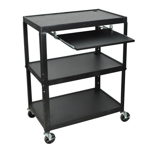 Luxor Adjustable Steel A/V Cart with Keyboard Shelf