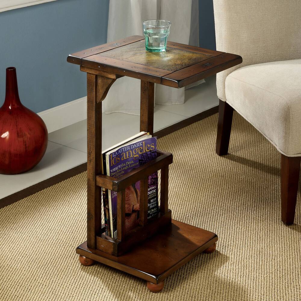 Furniture of America Kalt Rustic Oak 15-inch Storage Side Table