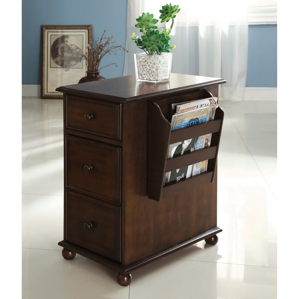 Shop Furniture of America Meekal Antique Oak Magazine Rack End Table