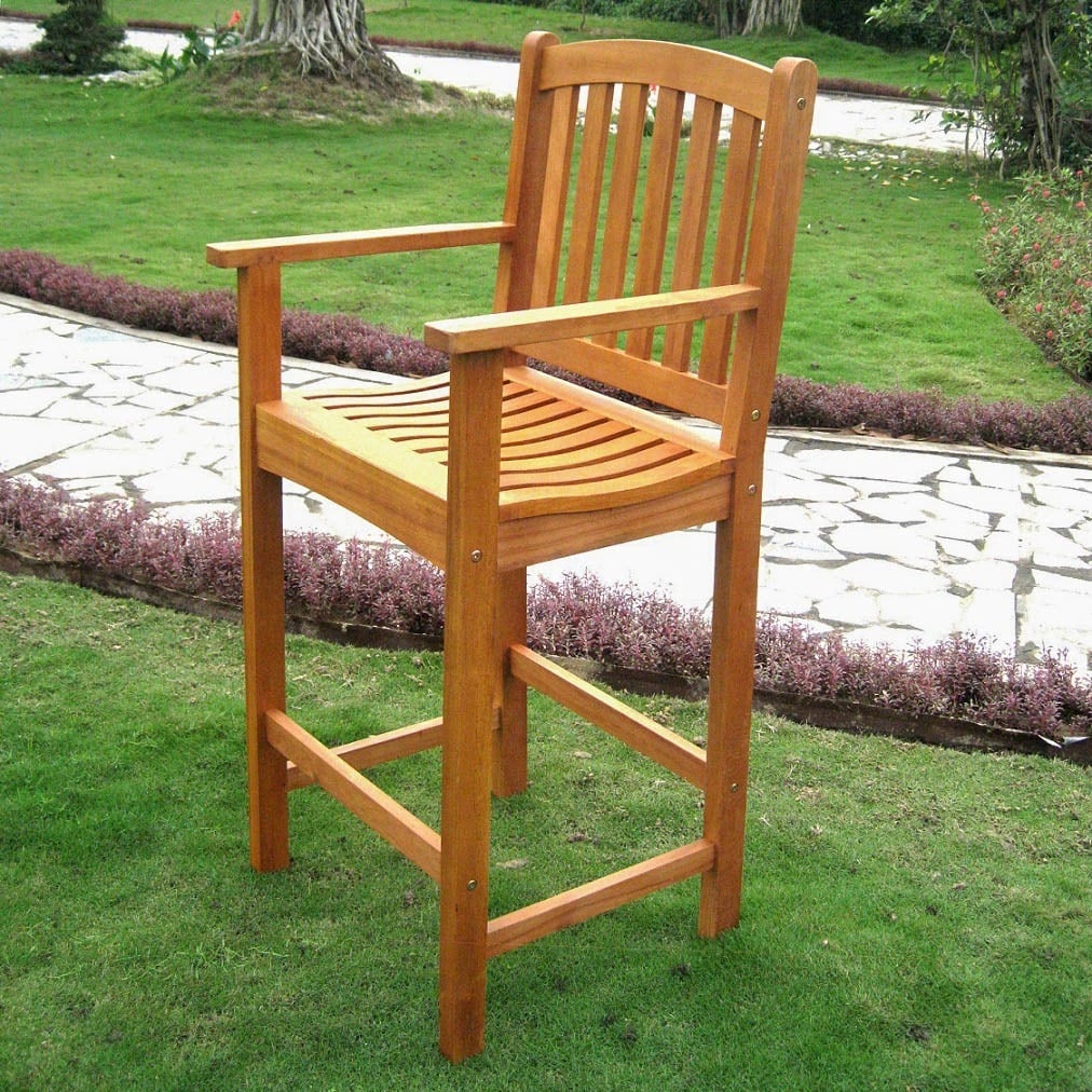 International Caravan Set of 2 Royal Tahiti Wood 5-Position Folding Chair Brown 