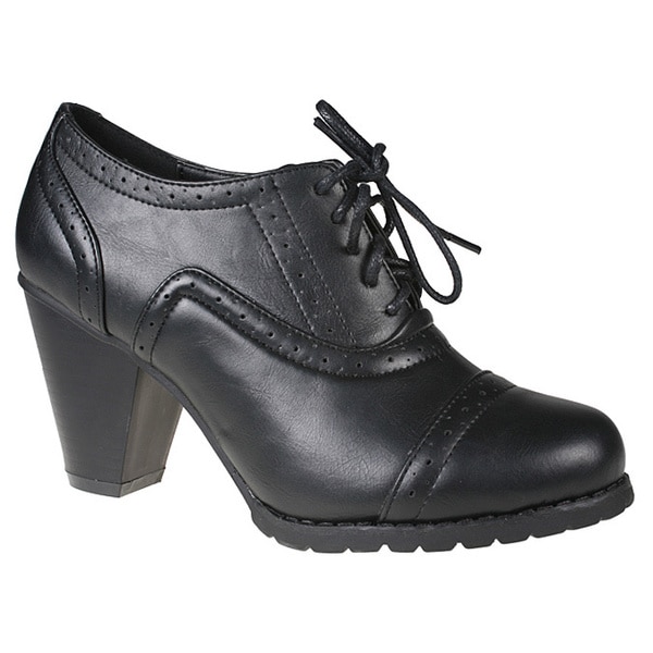 black heeled oxfords