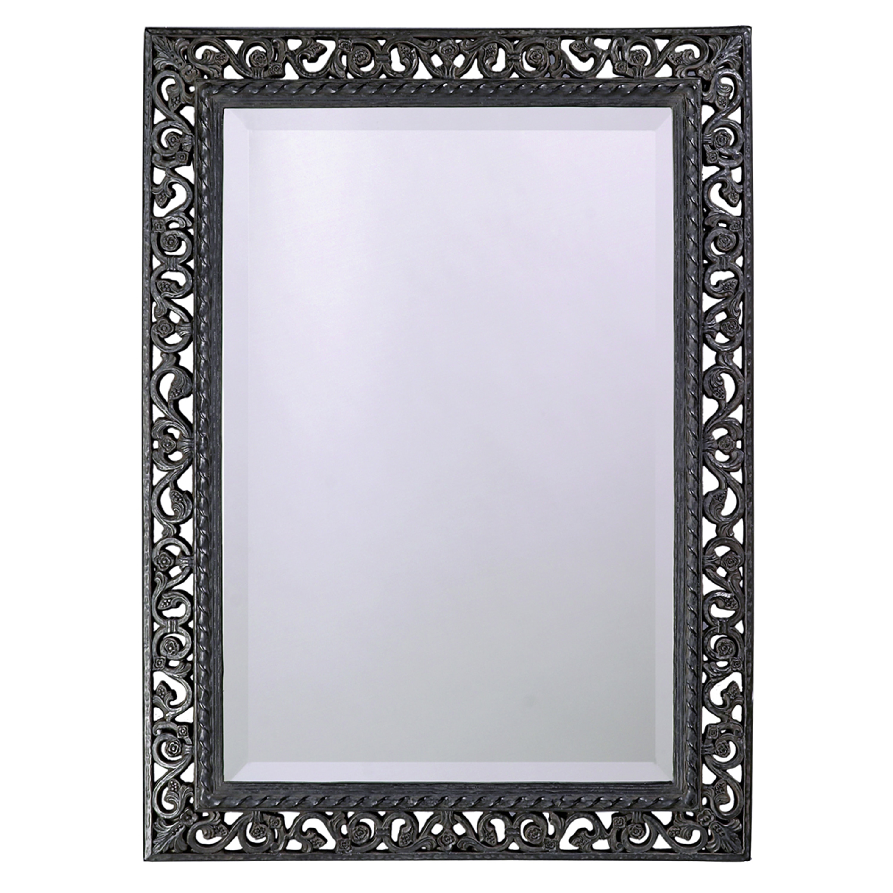 Antique Black Mirror With Silver Highlights