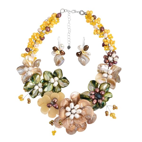 Handmade Golden Gradual Flower Bouquet Statement Jewelry Set (Thailand) - GOLD
