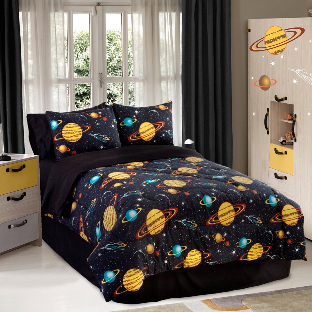 Shop Galaxy Glow In The Dark Twin Size 3 Piece Comforter Set