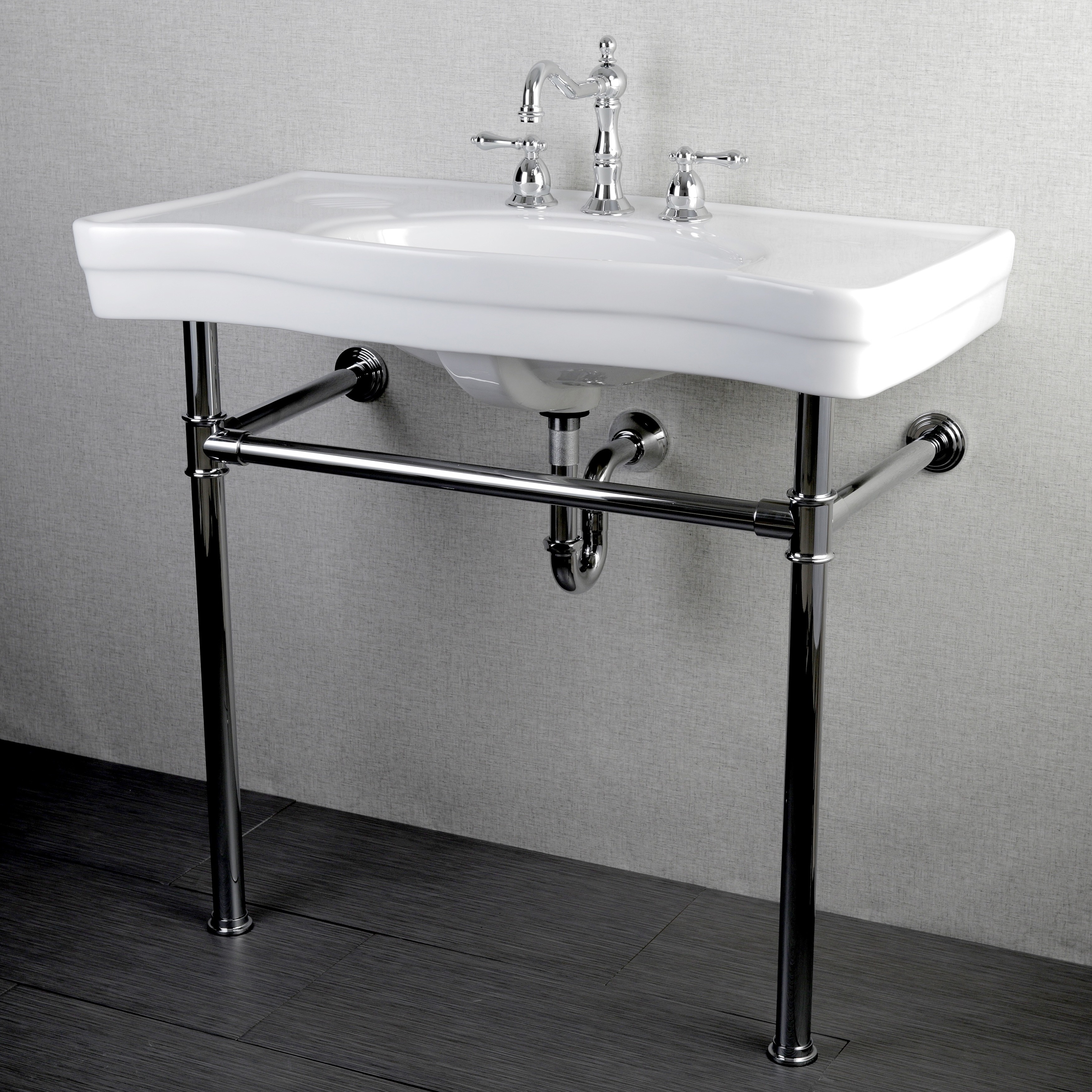 Imperial Vintage 36 Inch Wall Mount Chrome Pedestal Bathroom Sink Vanity Overstock 6573333