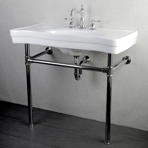Imperial Vintage 36-inch Wall-mount Chrome Pedestal Bathroom Sink Vanity