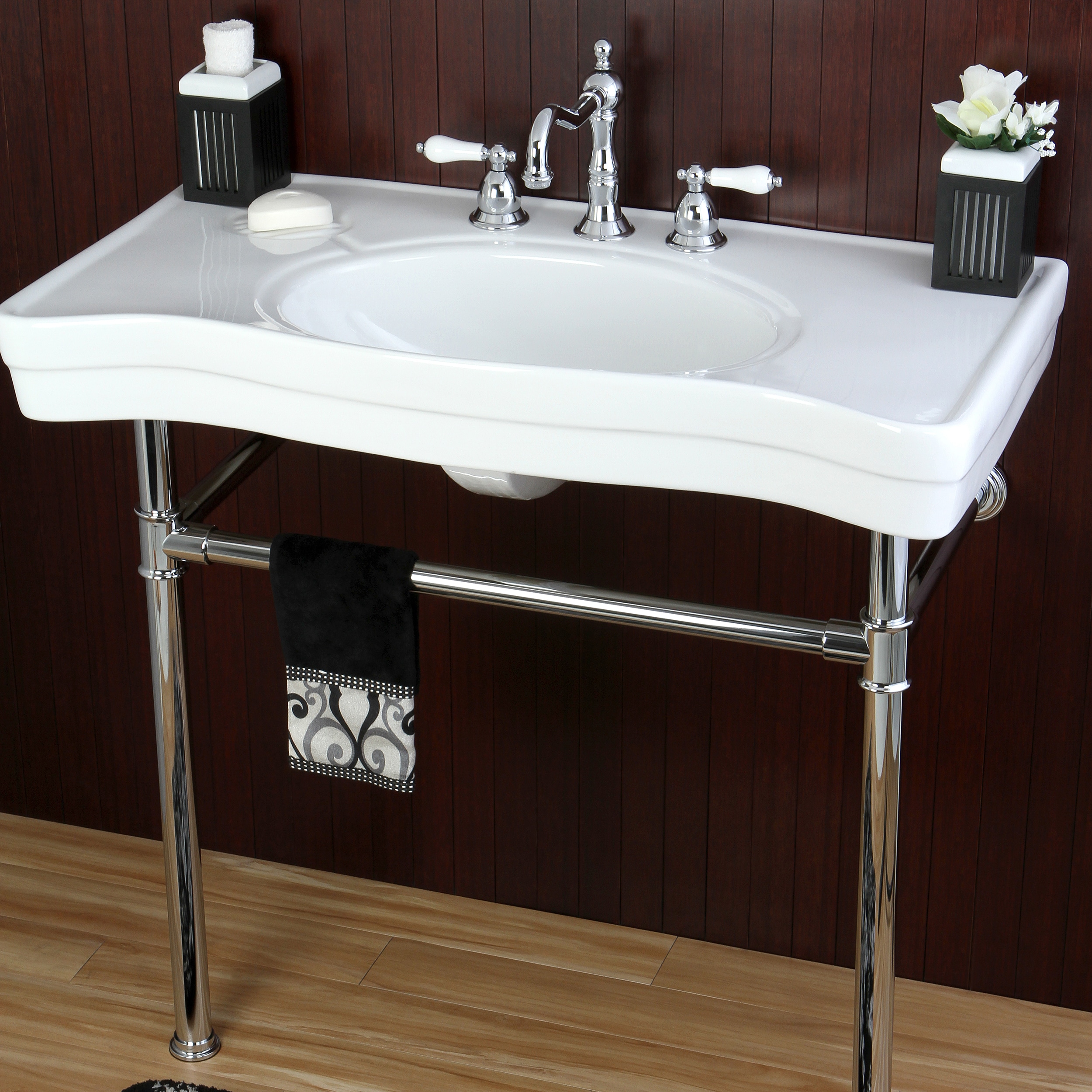 Imperial Vintage 36 Inch Wall Mount Chrome Pedestal Bathroom Sink Vanity Overstock 6573333