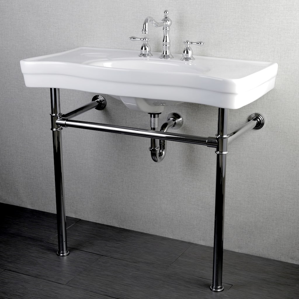 Kingston Brass Imperial Vintage 36-inch Wall-mount Chrome Pedestal Bathroom Sink Vanity