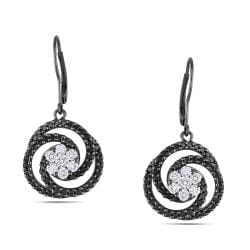 Miadora 14k White Gold 2ct TDW Black and White Diamond Earrings (H I, SI SI2) Miadora One of a Kind Earrings