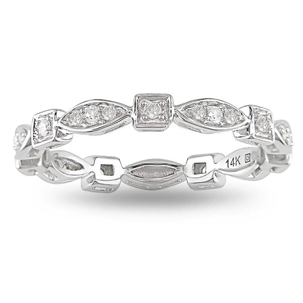 Miadora 10k White Gold Geometric Diamond Band (H I, I1 I2) Miadora Diamond Rings