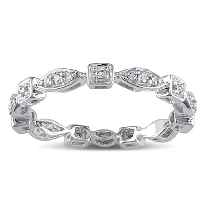 Miadora 10k White Gold 1/5ct TDW Diamond Geometric Eternity Ring