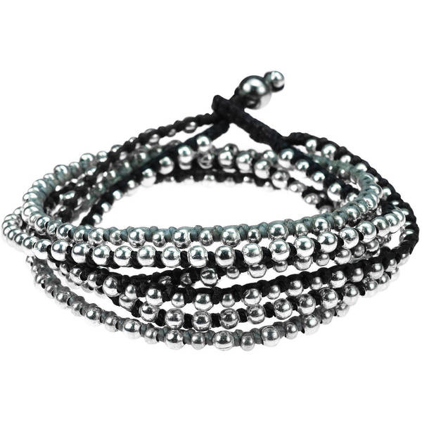 Shop Handmade Trendy Round Silver Beads Triple Layer Bracelet (Thailand ...