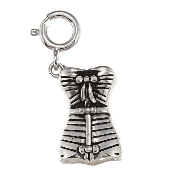 La Preciosa Sterling Silver Bow Dress and Heart Cut out Charm La Preciosa Silver Charms